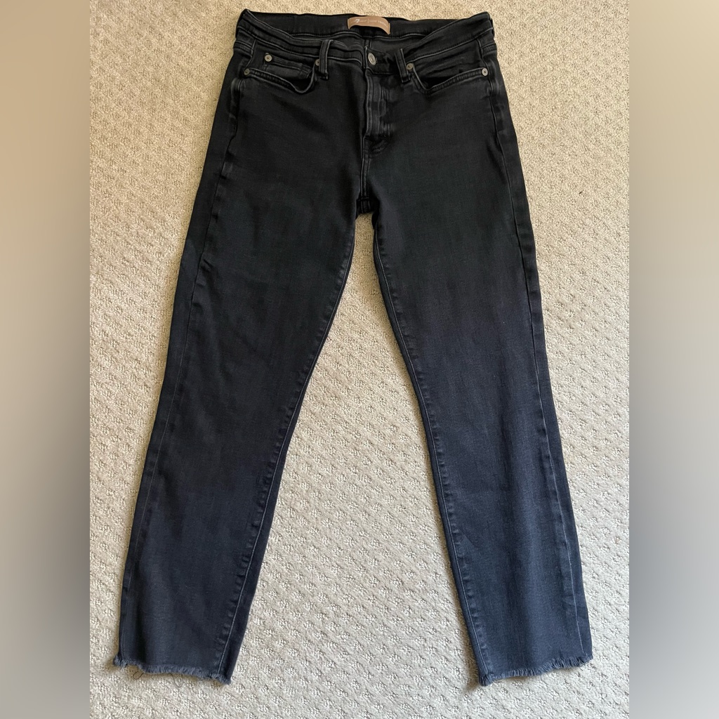 7 Seven For All Mankind Roxanne Ankle Cropped Jeans Black Size 29, Inseam 26